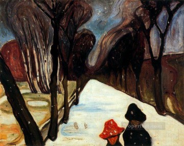 Abstracto famoso Painting - Nieve cayendo en el carril 1906 Expresionismo de Edvard Munch